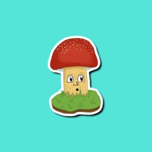 sprout custom eco-friendly sticker, sprout design, colourful sticker design, fungi themed